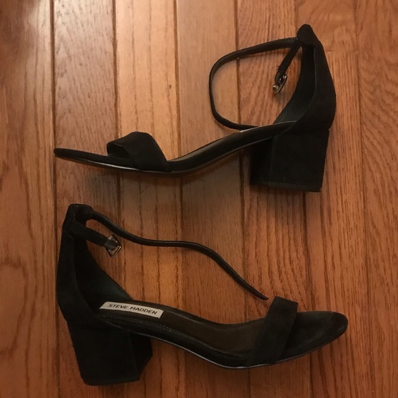 Steve Madden Irenee Ankle Strap Sandal in Black Suede - Picture 2 of 5